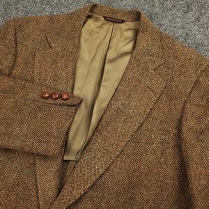 Vintage Cricketeer Wool Tweed Blazer Jacket Mens 42R Sport Coat Grid Brown